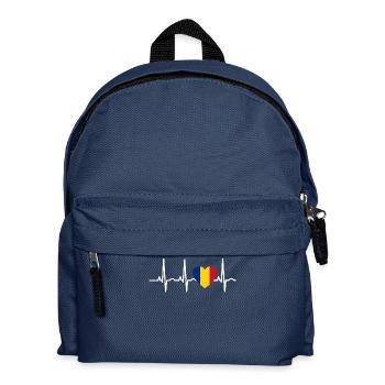 I LOVE ekg heartbeat RUMAeNIEN Romania Roma nia - Kinder Rucksack - Navy - Vorne