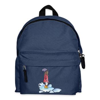Girl plays in the rain and jumps into a puddle - Kids' Backpack - navy - Front