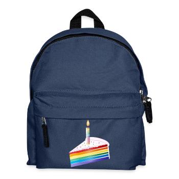 Morceau de gâteau arc-en-ciel avec bougie d’anniversaire - Sac à dos Enfant - bleu marine - Devant