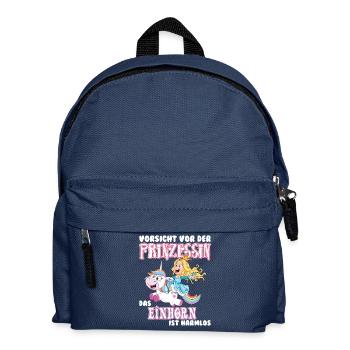 Vorsicht Prinzessin mit Einhorn! - Kinder Rucksack - Navy - Vorne