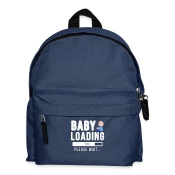Chargement en cours ... bébé s'il vous plaît attendre! | shirt de bébé - Sac à dos Enfant - bleu marine - Devant