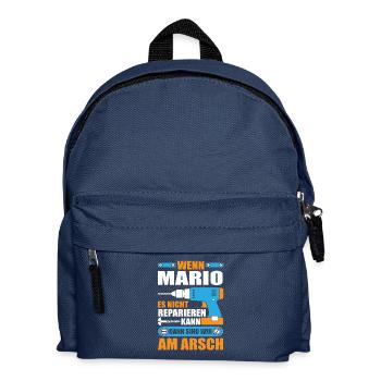 MARIO Name Geschenk Reparatur reparieren - Kinder Rucksack - Navy - Vorne