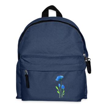 Blauer Blumen in moderner Watercolor Optik - Kinder Rucksack - Navy - Vorne