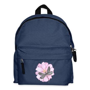 Libellule avec une fleur rose tendre - Sac à dos Enfant - bleu marine - Devant