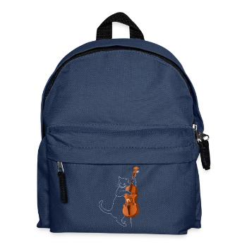 Cat Double Bass Instrument Gift - Kids' Backpack - navy - Front