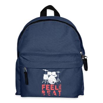 Feel the Beat Schlagzeuger Geschenk Spruch - Kinder Rucksack - Navy - Vorne