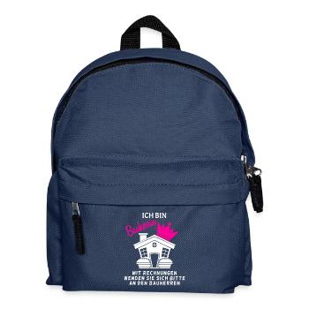 Bauherr Baumeister Hausbau Bauherrin Geschenk - Kinder Rucksack - Navy - Vorne
