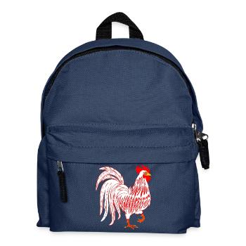 White rooster Rooster coq - Kids' Backpack - navy - Front