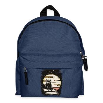 a cat sitting on the roof - Kids' Backpack - navy - Front