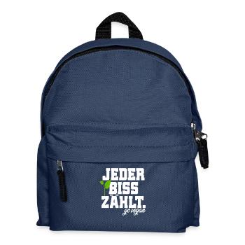 Veganer Jeder Biss Zählt Ich Liebe Tiere Go Vegan - Kinder Rucksack - Navy - Vorne