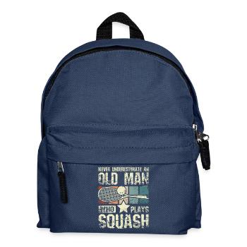 Never underestimate an old man who plays squash - Kinder Rucksack - Navy - Vorne