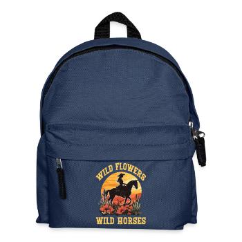 Wild Flowers Wild Horses Horse Riding - Kids' Backpack - navy - Front