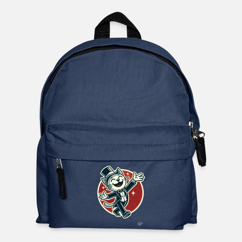 Chat drôle élégant en queue de pie avec chapeau haut de forme - Sac à dos Enfant - bleu marine