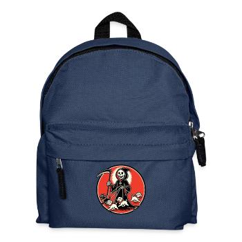 Fröhlicher Sensemann geht mit Welpen spazieren - Kinder Rucksack - Navy - Vorne