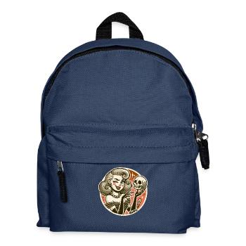 Frau mit Totenkopf Schädel - Kinder Rucksack - Navy - Vorne