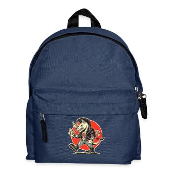 Anarchie-Punk-Nashorn mit Pizza - Kinder Rucksack - Navy - Vorne