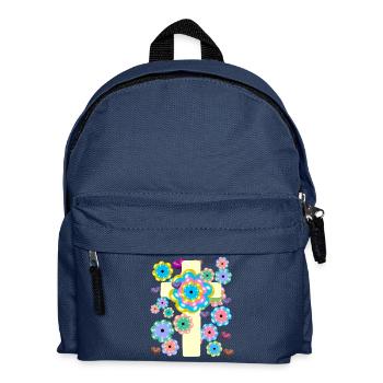 Croix Jésus Croix Fleurs Coeur Coeurs Croix - Sac à dos Enfant - bleu marine - Devant