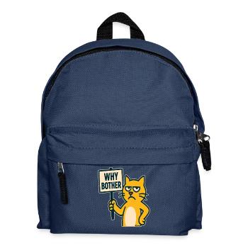 annoyed cartoon cat: why bother - Kids' Backpack - navy - Front