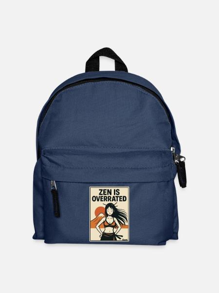 Frau vor Berg mit ruhigem Blick - ZEN überbewertet - Kinder Rucksack - Navy