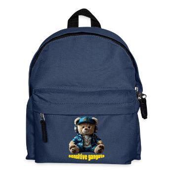 Lustiger Teddybär Sensibler Gangsta - Kinder Rucksack - Navy - Vorne