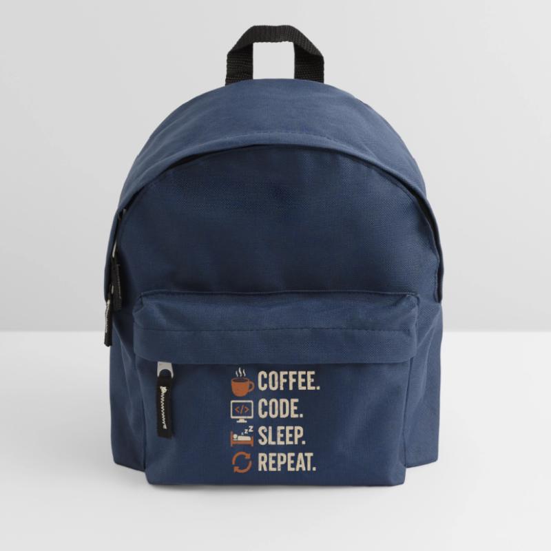 Codeur Geek Routine – Café, Code, Dodo, Encore Sac à dos Enfant