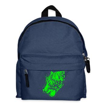 leopard gruen, leopard, groß katze, - Kinder Rucksack - Navy - Vorne