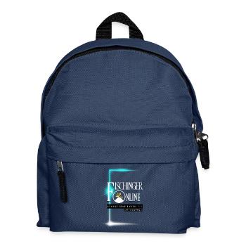Logo Fischinger-Online groß mit URL - Kinder Rucksack - Navy - Vorne