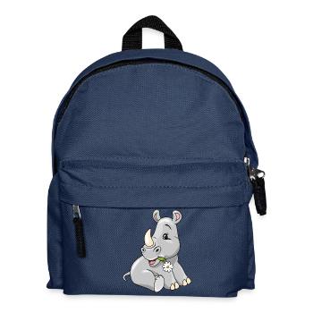 Cute shy baby rhino with chamomile - Kids' Backpack - navy - Front