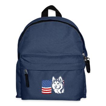 Husky sibérien US Amérique drapeau chiens Wilsigns - Sac à dos Enfant - bleu marine - Devant