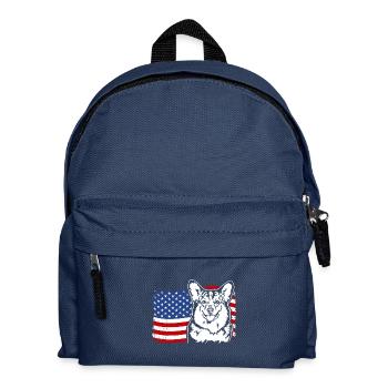 Corgi US Amérique Drapeau Chiens Chien Wilsigns - Sac à dos Enfant - bleu marine - Devant