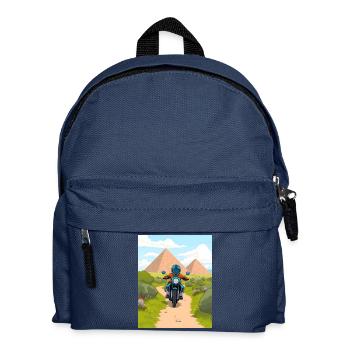 Cartoon motorcycle in the desert - Kids' Backpack - navy - Front