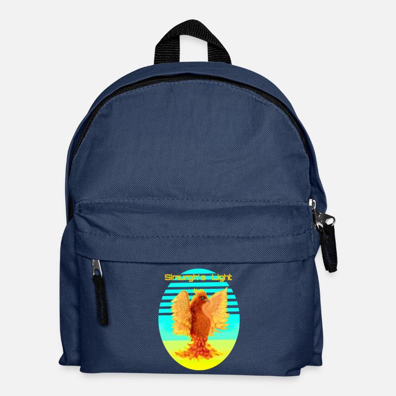 Leuchtend Orange Cyber Bird: Vogel der Glücklichen - Kinder Rucksack - Navy