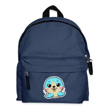 Seehund / Seerobbe -Niedlicher Blick - Blau - Kinder Rucksack - Navy - Vorne