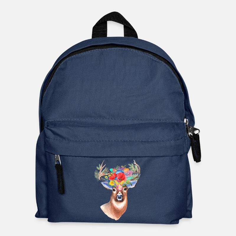 Deer with flowers - Kids' Backpack - navy