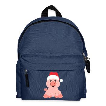 cute piggy in a Santa hat - Kids' Backpack - navy - Front