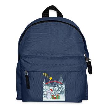 Meowy Christmas - Katze mit Sternschnuppe - Kinder Rucksack - Navy - Vorne