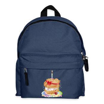 For your birthday a filled cream puff with candle - Kids' Backpack - navy - Front