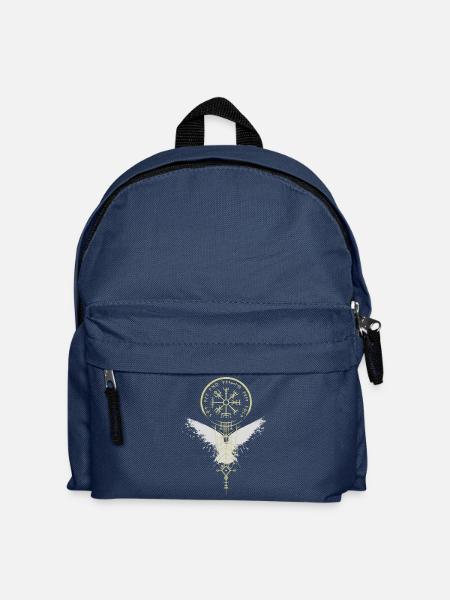 Vikings - Vegvísir - Corbeau - Boussole - Runes - Sac à dos Enfant - bleu marine