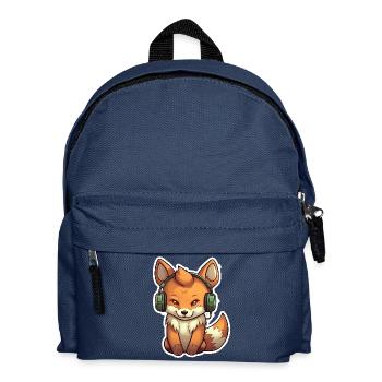 A cute fox playing video games - Kids' Backpack - navy - Front