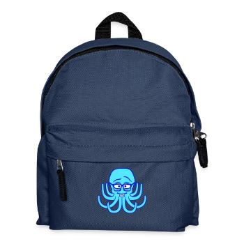 Oktopus Nerd Geek Hornbrille schlau Intelligent - Kinder Rucksack - Navy - Vorne