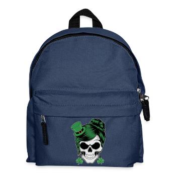 crâne de la Saint-Patrick avec des cheveux verts - Sac à dos Enfant - bleu marine - Devant