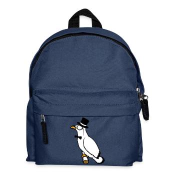 Sir Vogel Zylinder Hut Monokel Brille reicher Herr - Kinder Rucksack - Navy - Vorne