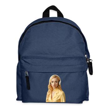 Goldhaariges Gamer-Mädchen mit Kopfhörern - Kinder Rucksack - Navy - Vorne