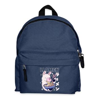 Llamen Kawaii Llama Eating Ramen - Kids' Backpack - navy - Front