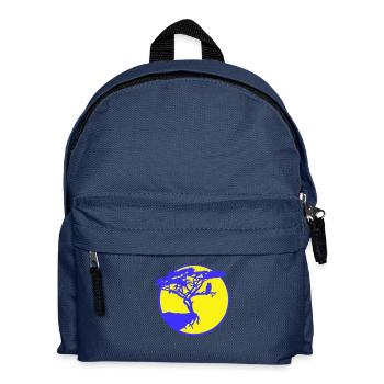 hibou arbre oiseau lune falaise ronde nuit silhouette - Sac à dos Enfant - bleu marine - Devant