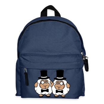 2 Schafe Herren Gentlemen Zylinder Hut Monokel Sir - Kinder Rucksack - Navy - Vorne