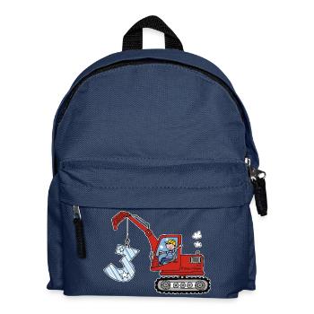 Bagger 3. Geburtstag - Kinder Rucksack - Navy - Vorne