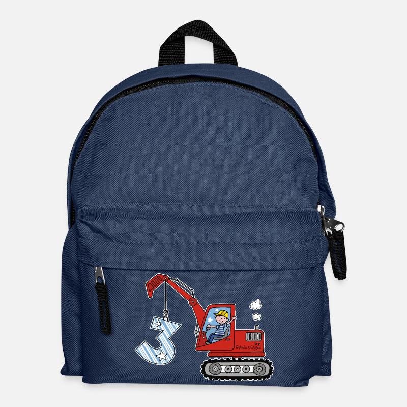 Bagger 3. Geburtstag - Kinder Rucksack - Navy