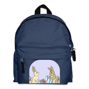 Süße Hasen mit Eiern - Kinder Rucksack - Navy - Vorne