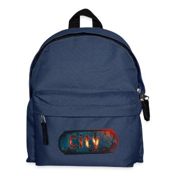 Stadt rostiges Stadtschild mit Vintage-Feeling - Kinder Rucksack - Navy - Vorne